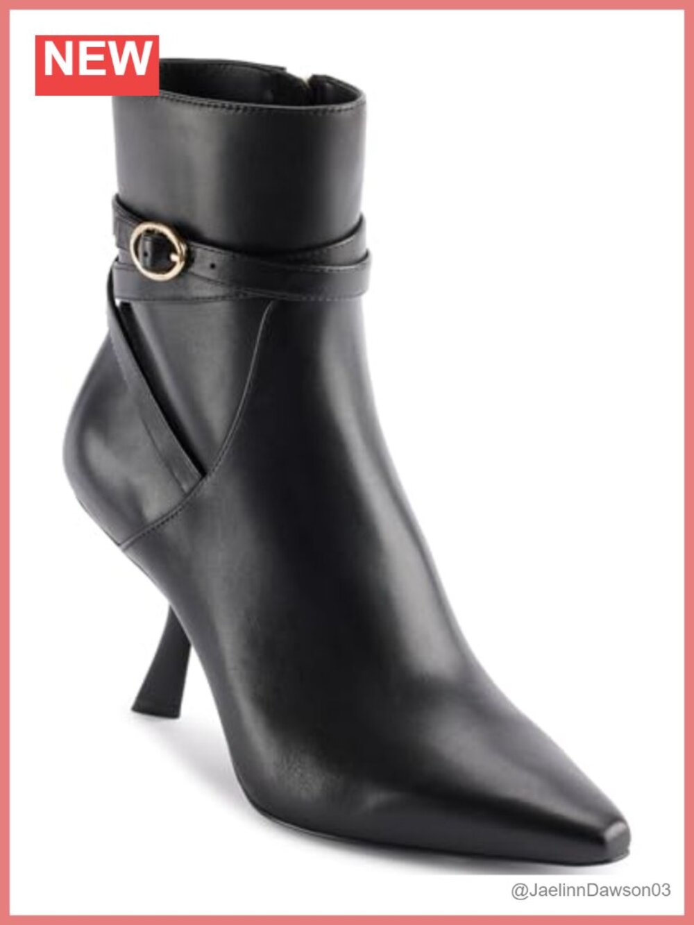 KARL LAGERFELD Karly Pointed Toe Heeled Ankle Bootie belt detail